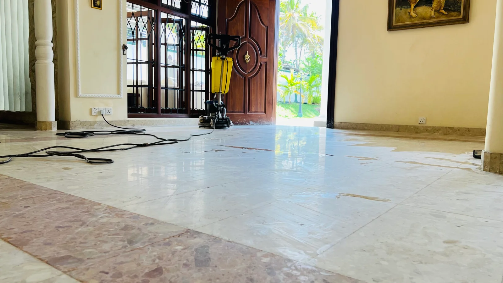 Worn marble floor